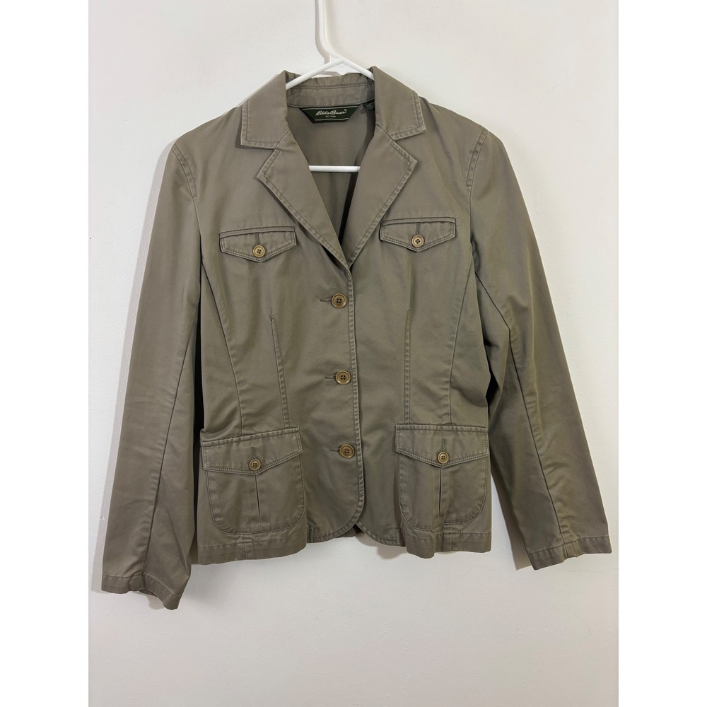 Eddie Bauer Safari Jacket Women's 4 Khaki Cotton Utility‎ Blazer